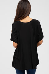 Black Basic Raglan Short Sleeve Top