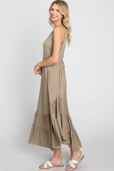 Olive Ruffle Hem Midi Dress