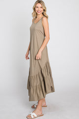 Olive Ruffle Hem Midi Dress