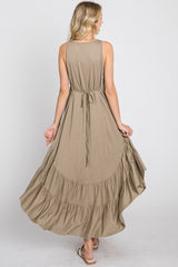 Olive Ruffle Hem Midi Dress