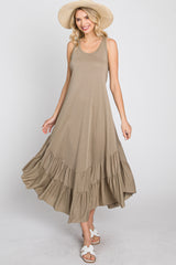 Olive Ruffle Hem Midi Dress