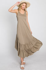 Olive Ruffle Hem Midi Dress