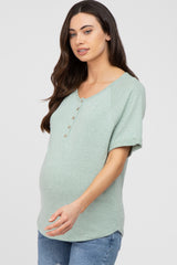 Mint Green Button Up Maternity Top