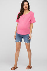 Fuchsia Button Up Maternity Top