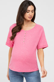 Fuchsia Button Up Maternity Top