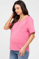 Fuchsia Button Up Maternity Top