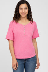 Fuchsia Button Up Maternity Top