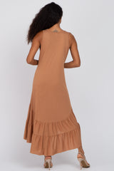 Rust Ruffle Hem Midi Dress