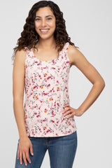 Pink Floral Ruffle Strap Maternity Top