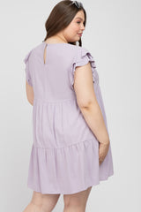 Lavender Tiered Linen Maternity Plus Dress