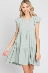 Mint Green Tiered Linen Dress