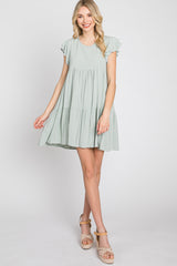 Mint Green Tiered Linen Dress