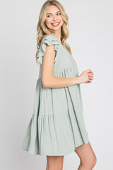 Mint Green Tiered Linen Dress