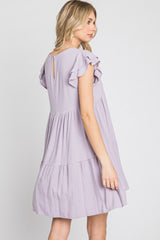 Lavender Tiered Linen Dress