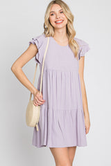 Lavender Tiered Linen Dress