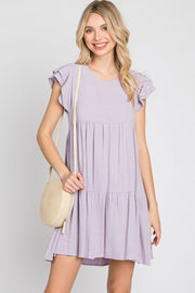 Lavender Tiered Linen Dress