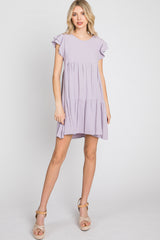 Lavender Tiered Linen Dress