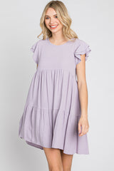 Lavender Tiered Linen Dress