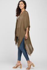 Olive Lightweight Fringe Hem Hi-Low Kimono