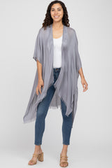 Grey Lightweight Fringe Hem Hi-Low Maternity Cover Up