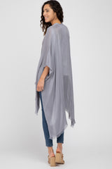 Grey Lightweight Fringe Hem Hi-Low Cover Up