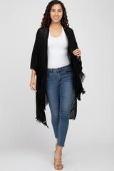 Black Lightweight Fringe Hem Hi-Low Maternity Cover Up