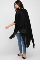 Black Lightweight Fringe Hem Hi-Low Maternity Cover Up