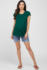 Emerald Green Layered Wrap Front Maternity Nursing Top