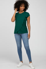 Emerald Green Layered Wrap Front Nursing Top