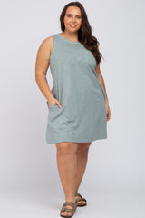 Mint Floral Trim Plus Shift Dress