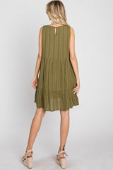 Olive Jacquard Tiered Dress