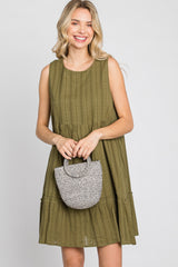 Olive Jacquard Tiered Dress