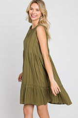 Olive Jacquard Tiered Dress