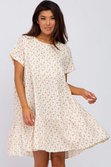 Cream Printed Babydoll Dress