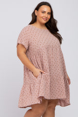 Light Pink Printed Plus Babydoll Dress