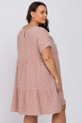 Light Pink Printed Plus Babydoll Dress