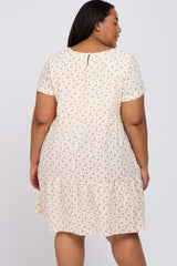 Cream Printed Plus Maternity Babydoll Dress