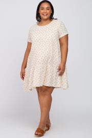 Cream Printed Plus Maternity Babydoll Dress