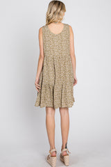 Light Olive Ditsy Floral Button Front Dress