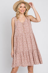 Mauve Ditsy Floral Button Front Maternity Dress