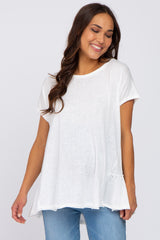 White Ruffle Back Maternity Top