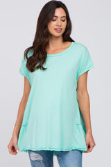 Mint Ruffle Back Maternity Top