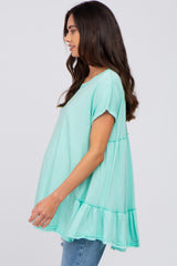 Mint Ruffle Back Maternity Top