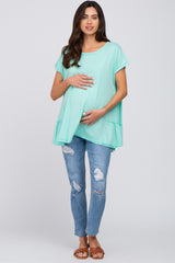 Mint Ruffle Back Maternity Top