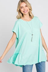 Mint Ruffle Back Maternity Top