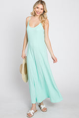 Mint Green Knit Ribbed Maxi Dress