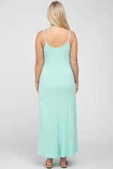 Mint Green Knit Ribbed Maternity Maxi Dress