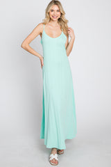 Mint Green Knit Ribbed Maxi Dress