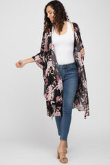 Black Floral Flowy Round Hem Cover-Up