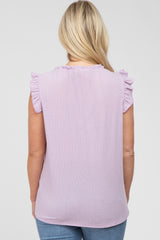 Lavender Ruffle Accent High Neck Maternity Top